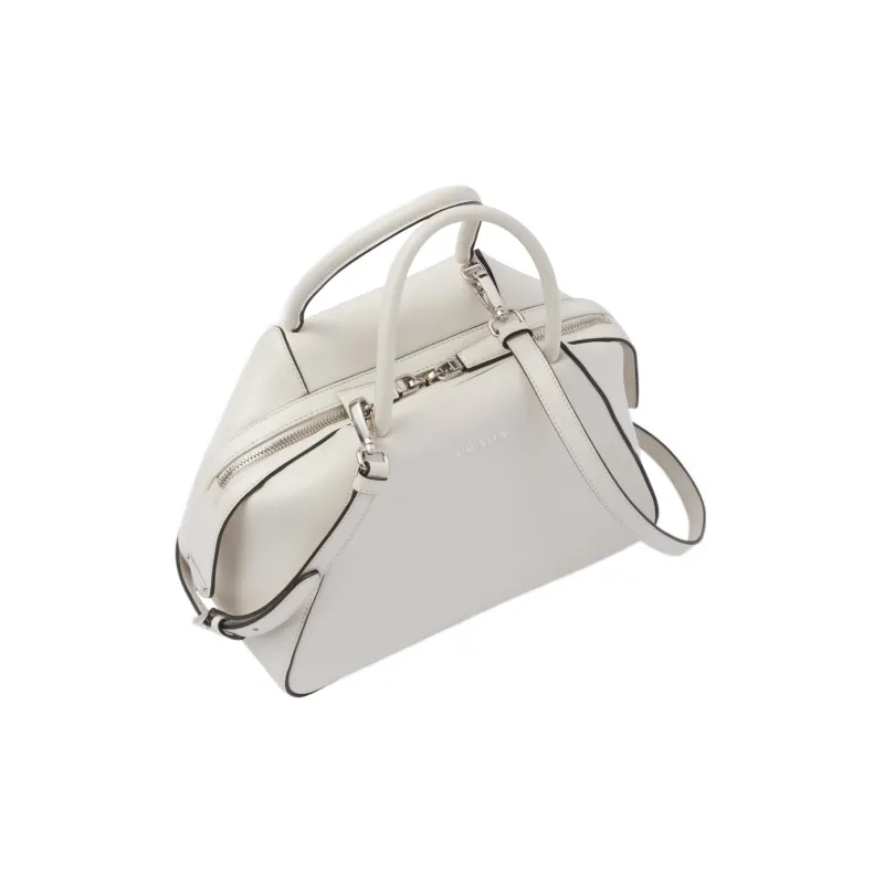 PRADA Leather Shoulder Bag Crossbody Bag Handbag Small Size Women's White-2