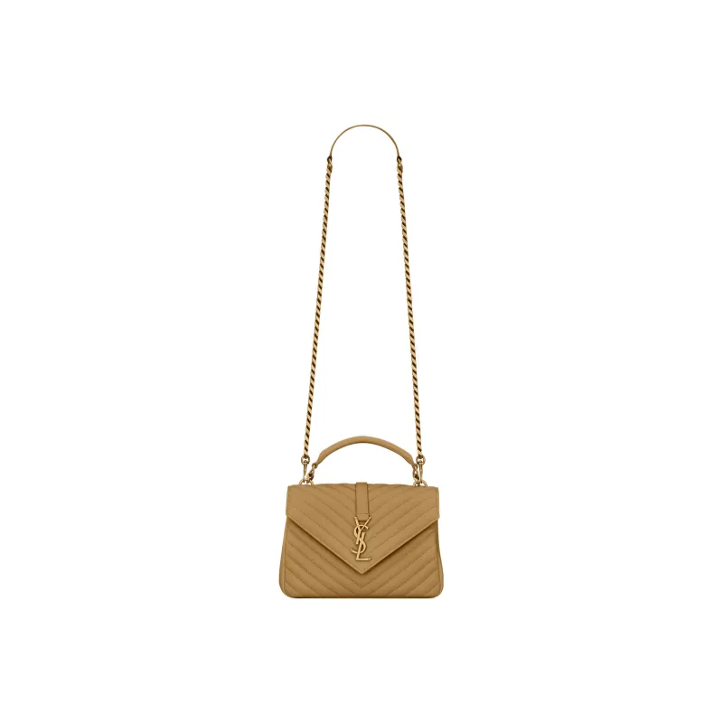 SAINT LAURENT College Lambskin Portable Crossbody Bag Shoulder Bag Medium Size Women's Golden Olive-1