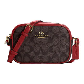 COACH Jamie Cow Leather Camera Bag Shoulder Bag Crossbody Bag Mini Women's Brown & Red