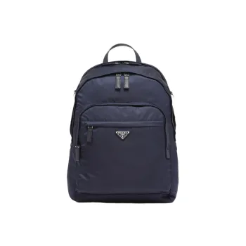 PRADA Saffiano Fabric With Leather Backpack Men's Blue