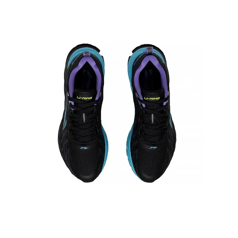 LiNing Wear Resistant Low Top Running Shoes Men's Black Blue-3