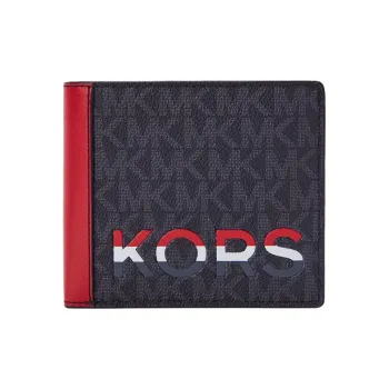 MICHAEL KORS MK Cooper Artificial Leather Leather Wallet Small Size Men's Dark Brown/Red