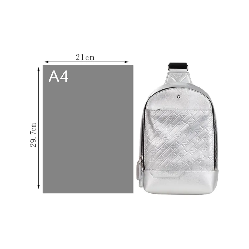 MONTBLANC M_Gram 4810 Cow Leather Sling Bag, Crossbody Bag Men's Silver White-4