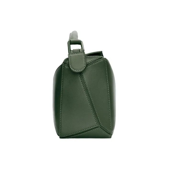 LOEWE Puzzle Bag In Satin Calfskin Small Vintage Khaki-3