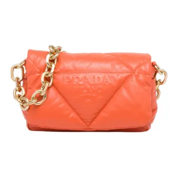 PRADA Leather Portable Crossbody Bag Shoulder Bag Women's Orange