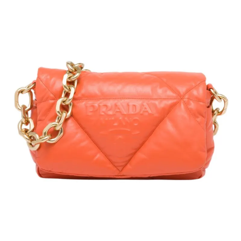 PRADA Leather Portable Crossbody Bag Shoulder Bag Women's Orange-0
