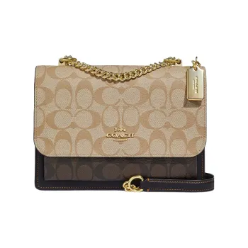 COACH Klare Patchwork Cow Leather Small Square Bag Shoulder Bag Crossbody Bag Regular Women's Light Khaki & Brown