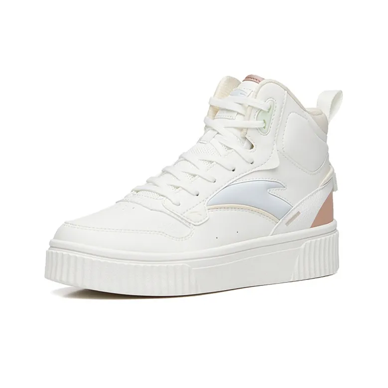 Anta Life Collection High-Top Skateboard Shoes Women's White Gray-1