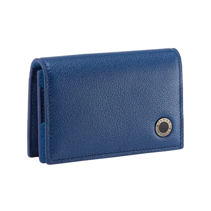 BVLGARI Calfskin Card Holder Men's Blue-0