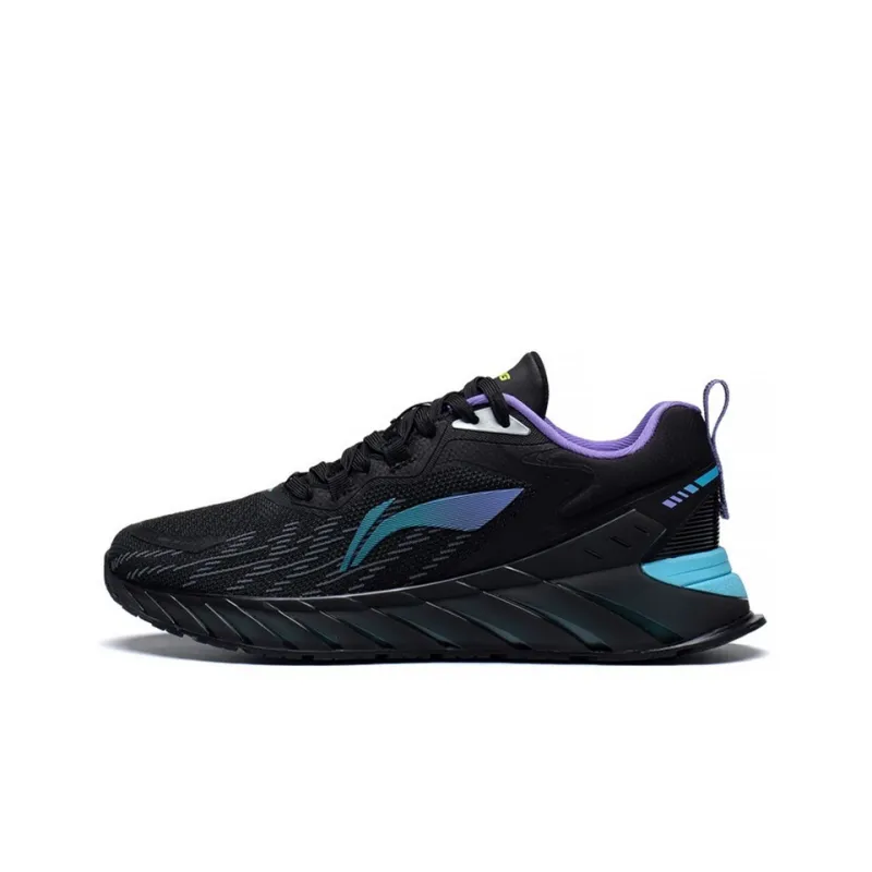 LiNing Wear Resistant Low Top Running Shoes Men's Black Blue-0