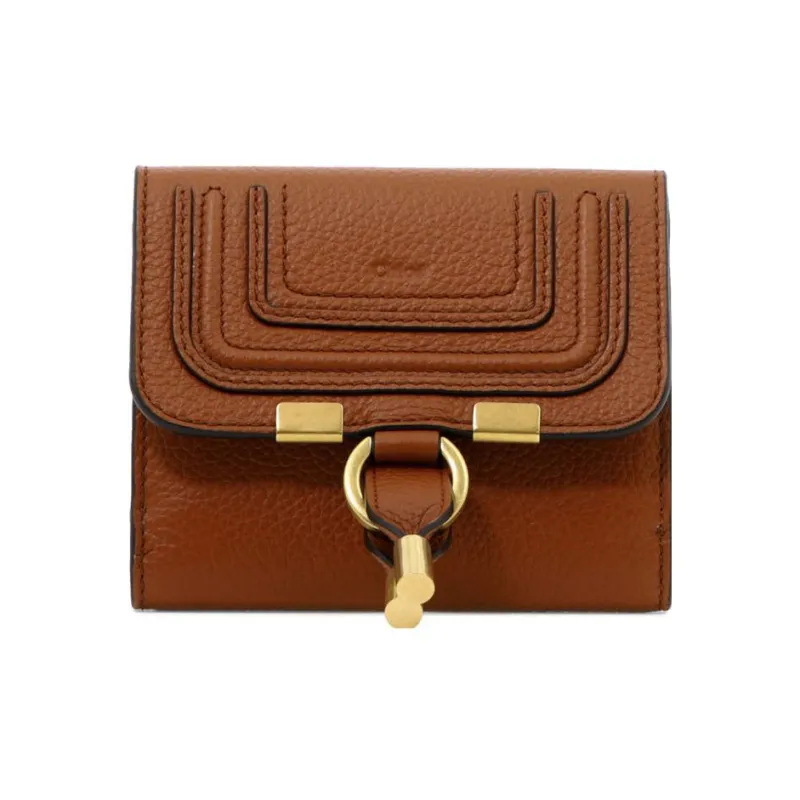 Chloe Marcie Soft Small Grain Calfskin Wallet Women's Brown-0