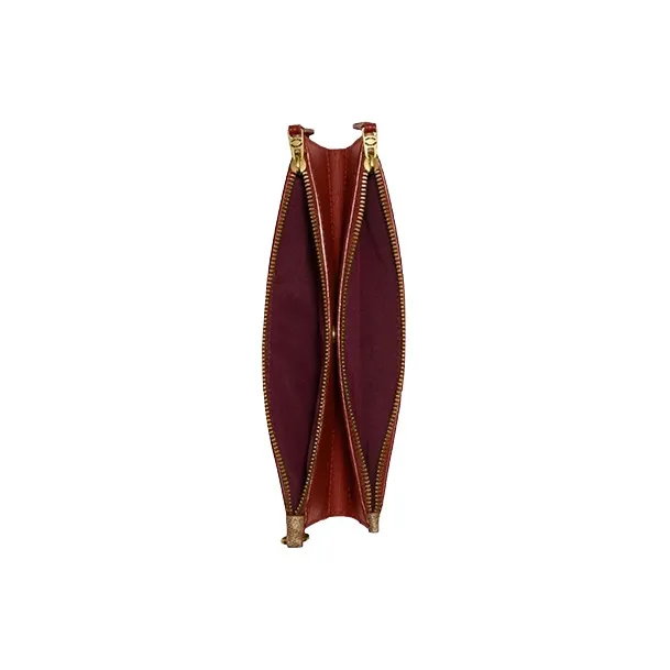 COACH Double Zip Wallet Signature Coated Canvas With Refined Calfskin Clutch Card Holder, Wallet Women's Tan & Rusty-1