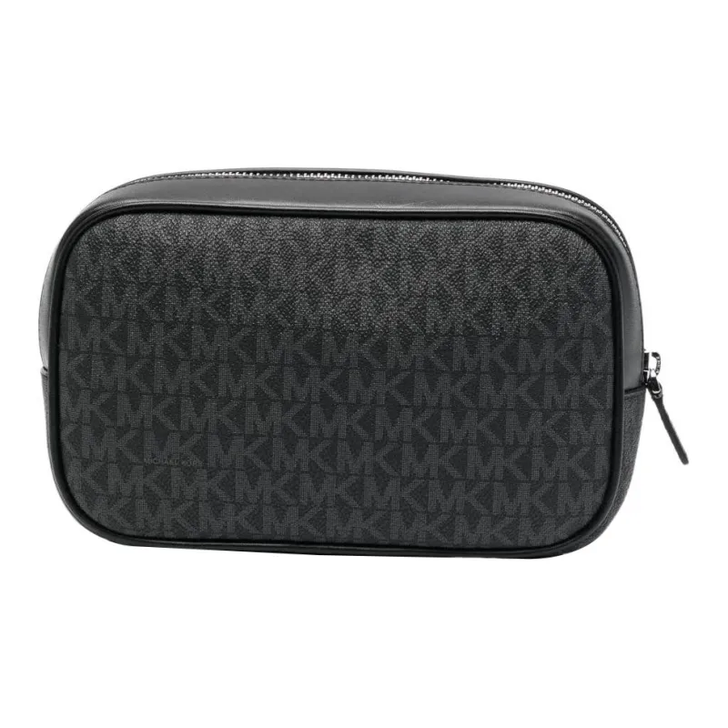 MICHAEL KORS Calfskin Toiletry Bag Men's Black-1
