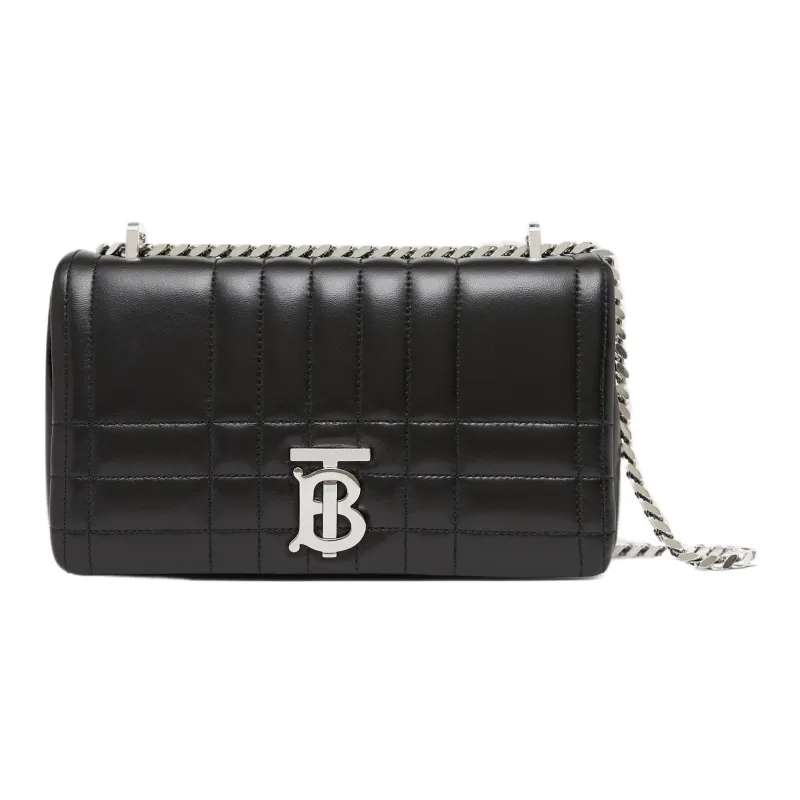 Burberry Quilted Leather Lola Bag Small Black/Silver tone-0