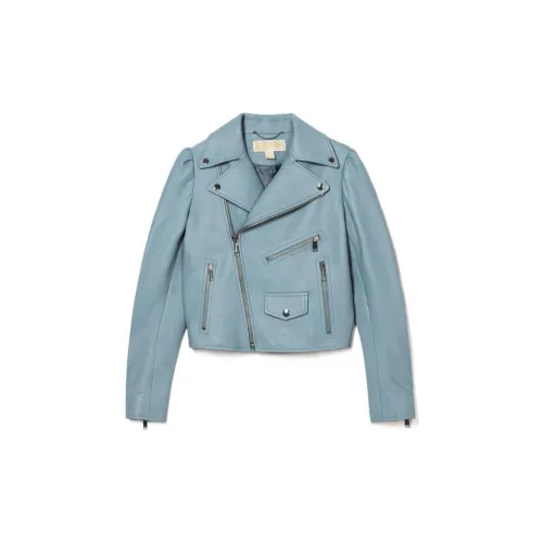 MICHAEL KORS Cropped Coats Women's Gray Blue