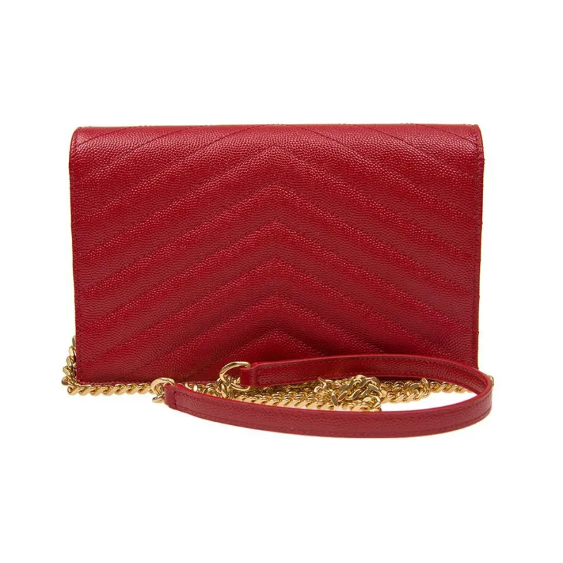 SAINT LAURENT ENVELOPE Cow Leather Envelope Bag Wallets Shoulder Bag Crossbody Bag Regular Women's Goddess Red-3