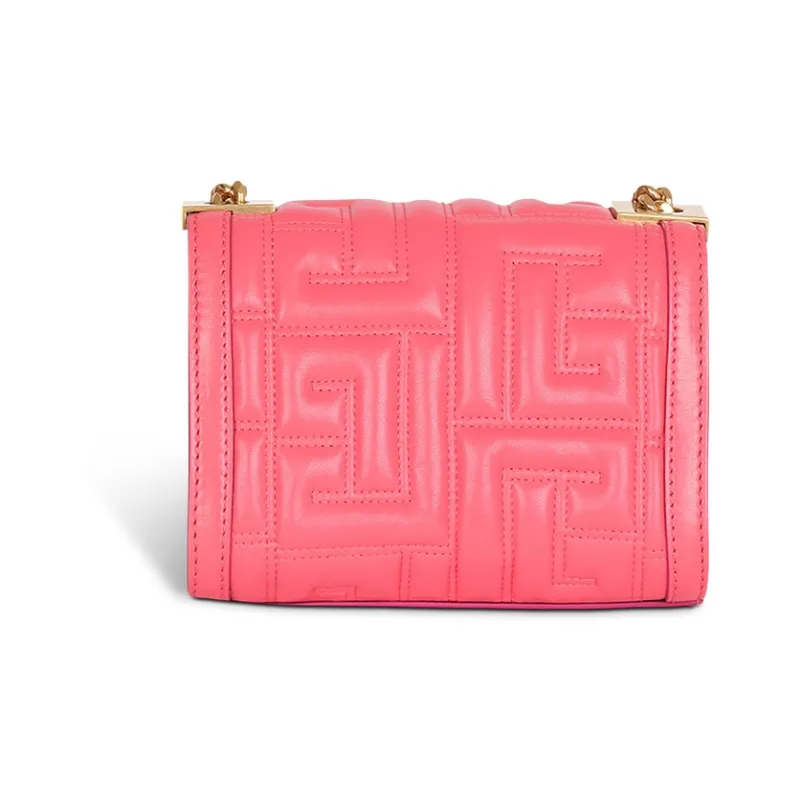 BALMAIN 1945 Quilting Lambskin Crossbody Bag Shoulder Bag Women's Pink-1