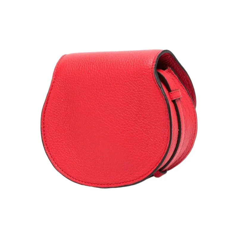 Chloe Marcie Brass And Grained Calfskin Saddle Bag Shoulder Bag Crossbody Bag Women's Red-1