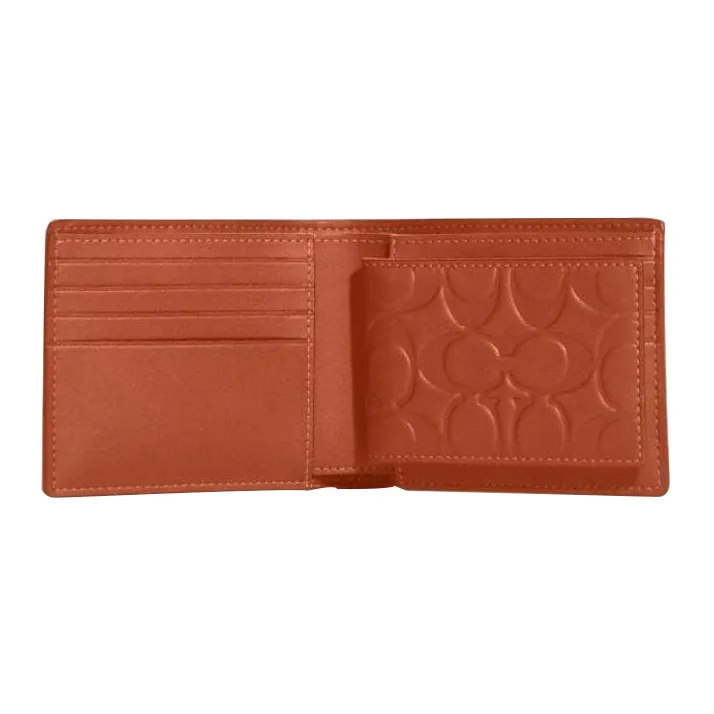 COACH 3 IN 1 Wallet Smooth Calf Leather Card Holder Wallet Women's Sunset Red-1