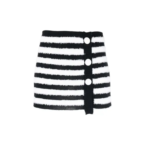 BALMAIN Casual Short Skirts Women's Black/White Seamless