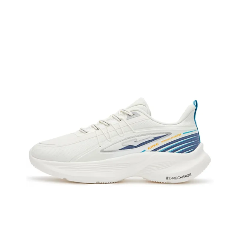 Erke Cushioning Anti-Slip And Wear-Resistant Low-Top Running Shoes Men's White Blue Soft Cushioning-0