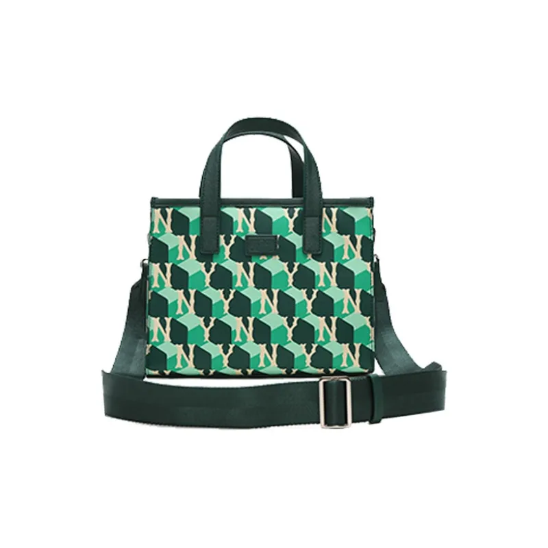 MLB Monogram Collection Artificial Leather Tote Bag Shopping Bag Handbag Mini Unisex Dark Green-3