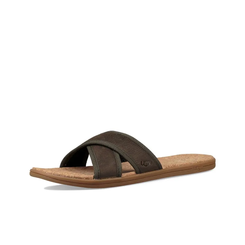 UGG Seaside Slide Cross Slippers Men's Brown-2