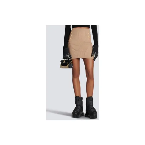 BALMAIN Denim Short Skirts Women's Brown