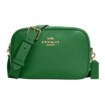 COACH Jamie Refined Pebble Leather Camera Bag, Shoulder Bag, Crossbody Bag Medium Size Women's Green