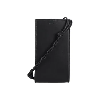 JIL SANDER Calfskin Combined With Lambskin One Shoulder Crossbody Cell Phone Pouch Men's Black