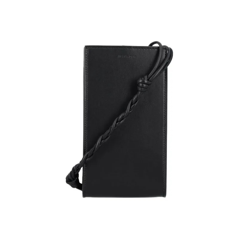 JIL SANDER Calfskin Combined With Lambskin One Shoulder Crossbody Cell Phone Pouch Men's Black-0