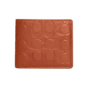COACH 3 IN 1 Wallet Smooth Calf Leather Card Holder Wallet Women's Sunset Red