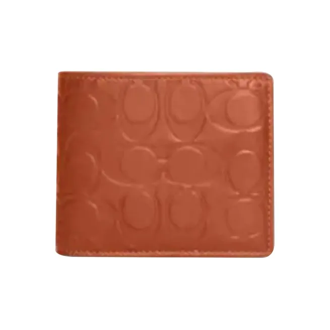 COACH 3 IN 1 Wallet Smooth Calf Leather Card Holder Wallet Women's Sunset Red-0