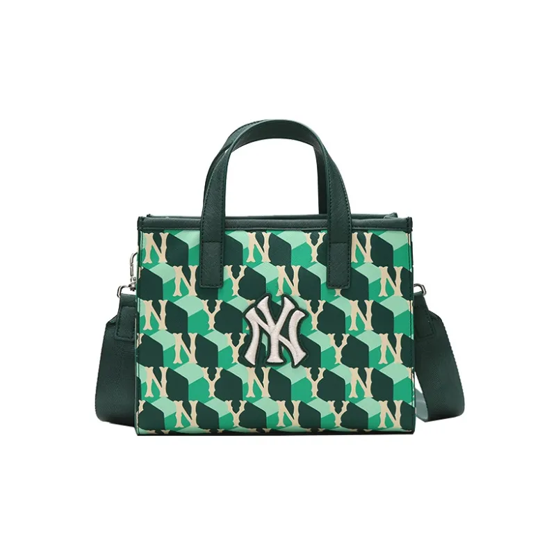 MLB Monogram Collection Artificial Leather Tote Bag Shopping Bag Handbag Mini Unisex Dark Green-0