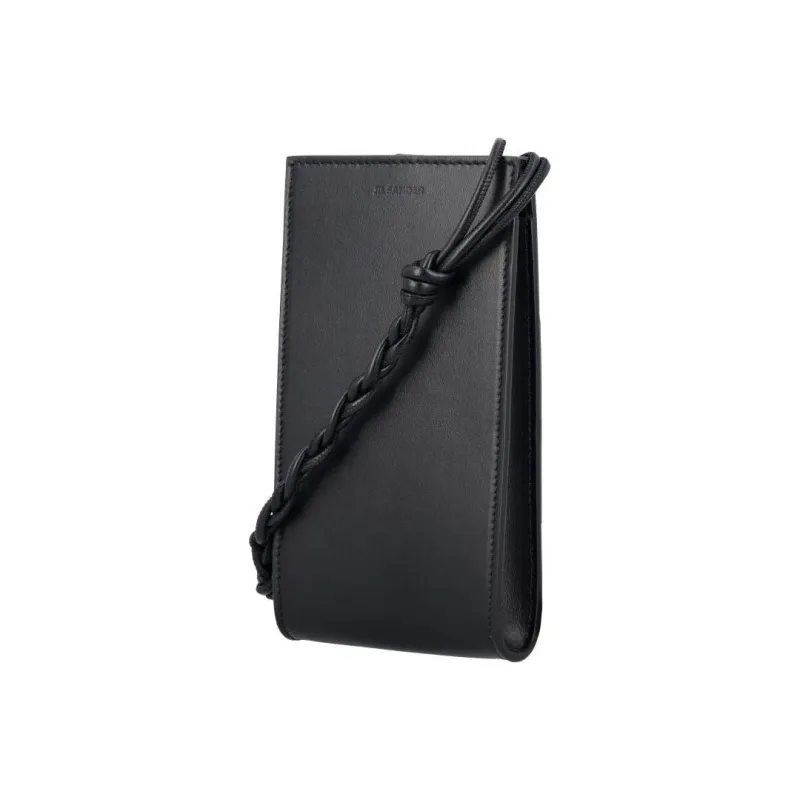 JIL SANDER Calfskin Combined With Lambskin One Shoulder Crossbody Cell Phone Pouch Men's Black-1