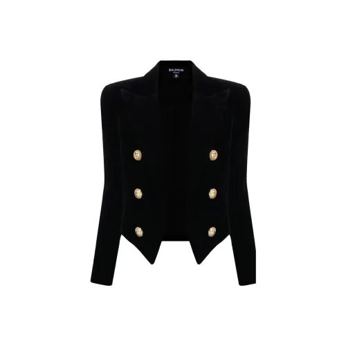 BALMAIN Cropped Coats Women's Black