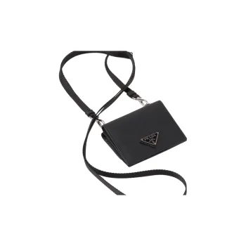 PRADA Saffiano Leather Card Holder Card Holder Men's Black