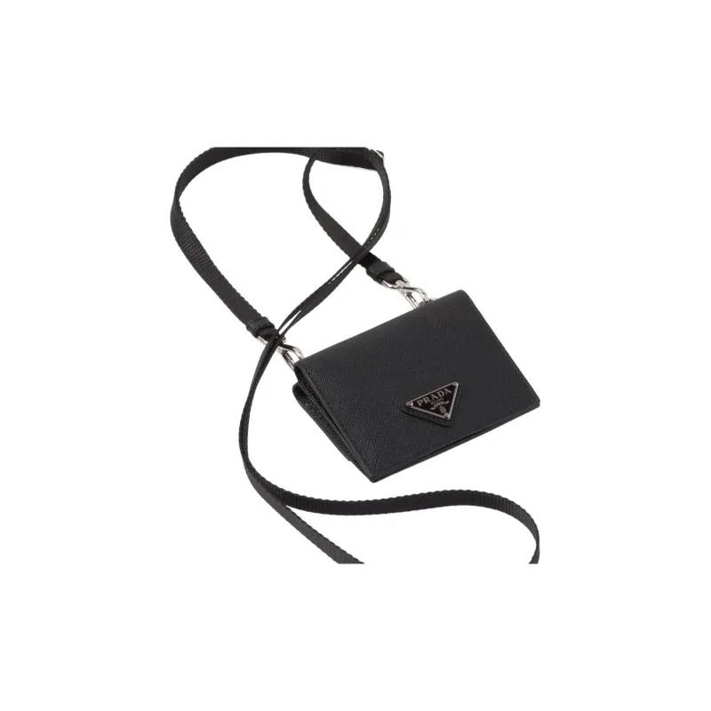 PRADA Saffiano Leather Card Holder Card Holder Men's Black-0
