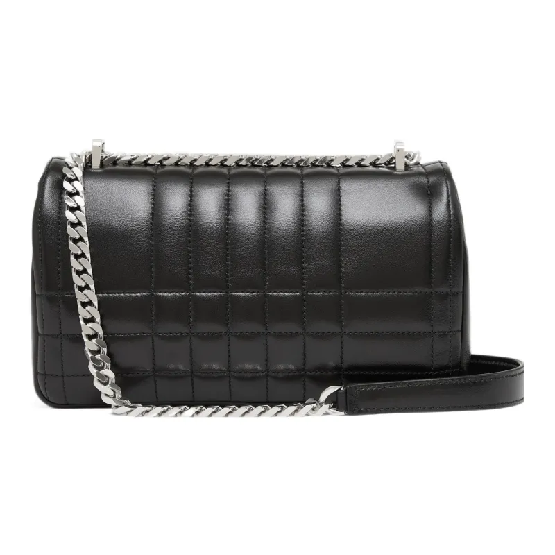 Burberry Quilted Leather Lola Bag Small Black/Silver tone-3