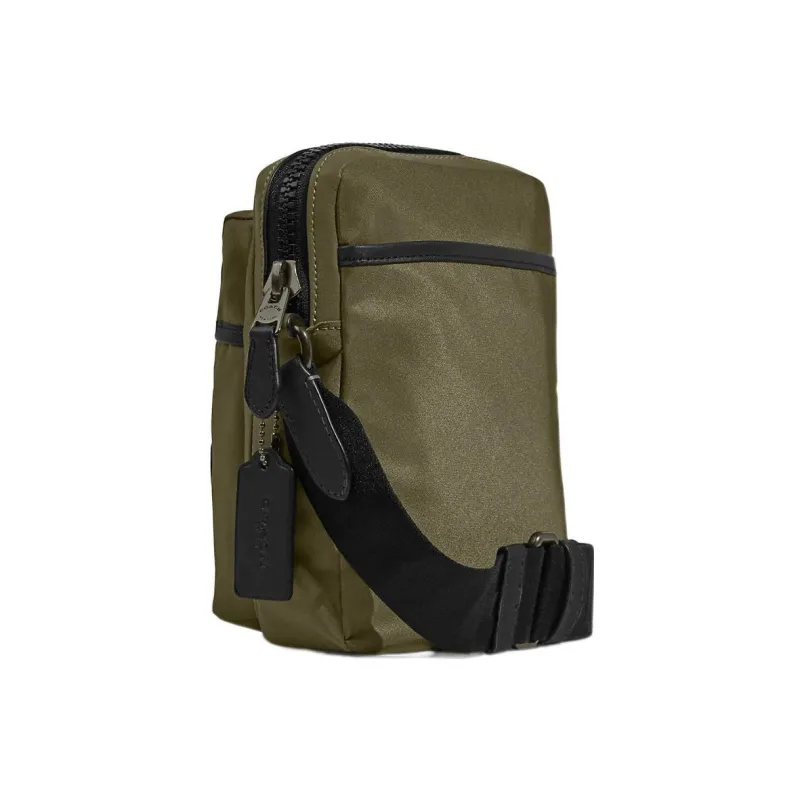 COACH Ma Recycled Nylon Twill With Smooth Calfskin Combo Bag, Shoulder Bag, Crossbody Bag Trumpets Men's Olive Green-2