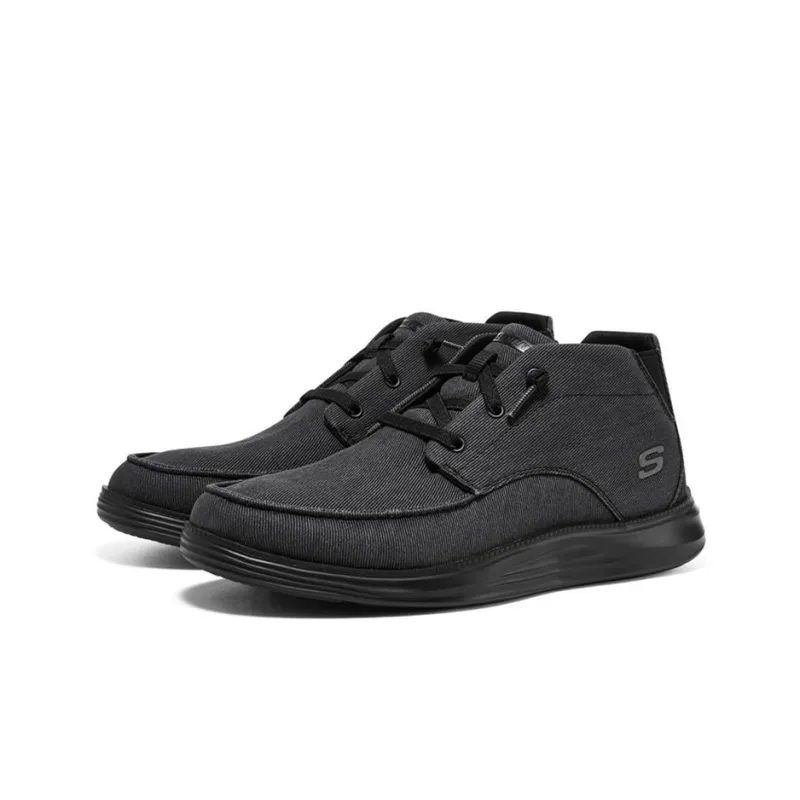 Skechers Cushioning Anti Slip And Wear Resistant Mid Top Casual Shoes Men's Black-2