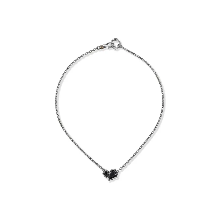 ROCK&RIDE 925 Sterling Silver Inlay Black Zircon Necklaces Unisex-0