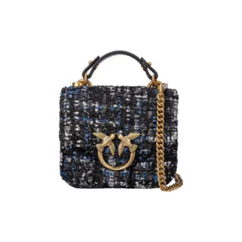 PINKO Tweed Bird Bag Swan Bag Shoulder Bag Crossbody Bag Handbag Mini Women's Black