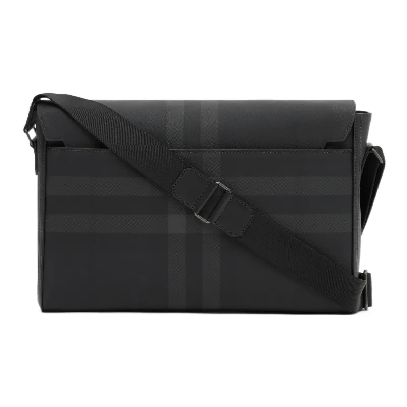 Burberry Cotton With Leather Messenger Bag Crossbody Bag Shoulder Bag Large Size Men's Black-3