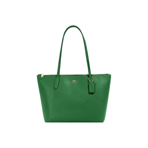 COACH Zip Top Mulberry tote Cross-Stitch Plein Mulberry tote Bag Shopping Bag Handbag Shoulder Bag Large Size Women's Green