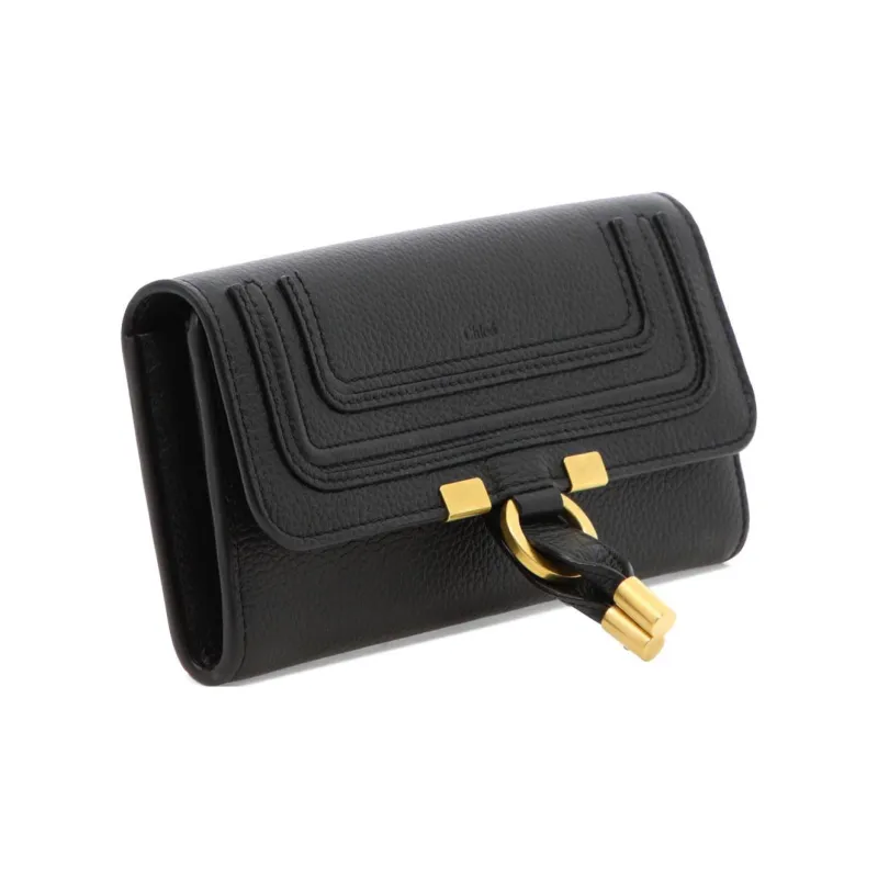 Chloe Marcie Grain Calfskin Wallet Women's Black-1
