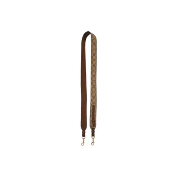 COACH Straps Iconic Coated Canvas With Smooth Leather Bag Straps Women's Khaki