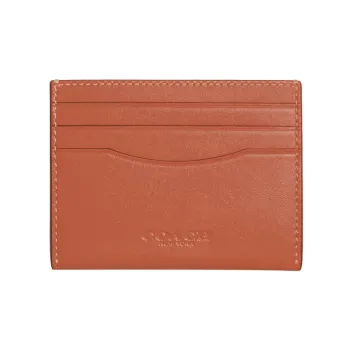 COACH Slim Wallet Premium Calfskin Document Wallet Card Holders Mini Women's Sunset Red