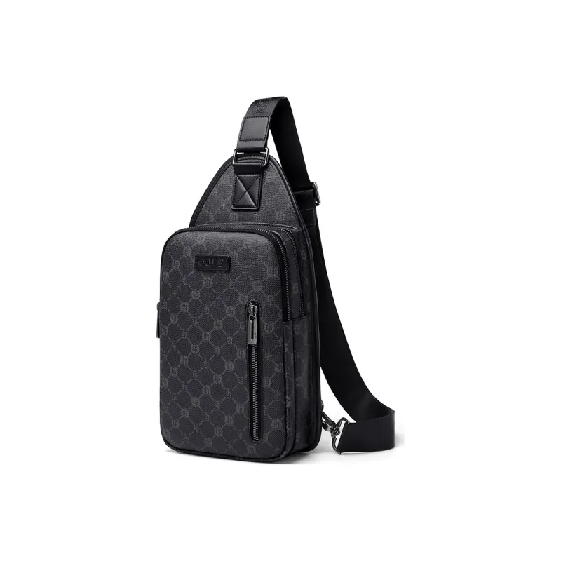 GOLF Pvc Father Dad Cell Phone One Shoulder Crossbody Fanny Pack Sling Bag Trumpets Men's Gray & Black-1
