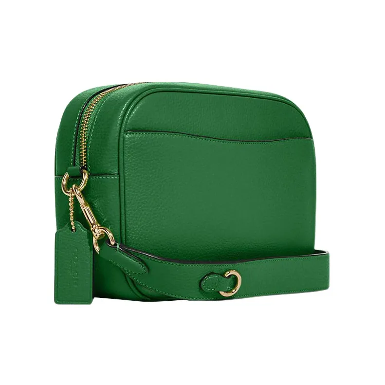 COACH Jamie Refined Pebble Leather Camera Bag, Shoulder Bag, Crossbody Bag Medium Size Women's Green-1